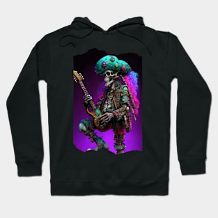 Fantasy Skeleton Pop Punk Colorful Guitarist Musician Hoodie